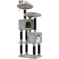 Produktbild von COSTWAY Kratzbaum für Katzen mit 2 Höhlen aus Holz in Grau 156 cm hoch