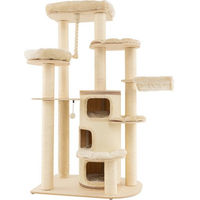 Produktbild von COSTWAY Kratzbaum für Katzen mit 3 Katzenhöhlen und Deckenspanner beige 173cm