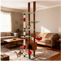 Produktbild von COSTWAY Kratzbaum für Katzen mit Deckenspanner in Braun mit Sisal
