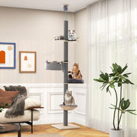 Produktbild von Costway Kratzbaum für Katzen mit Deckenspanner und Sisal 5-stöckig mit Hängematte und Korb