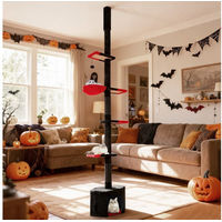 Produktbild von COSTWAY Kratzbaum für Katzen mit Deckenspanner und Sisal in Schwarz-Rot, 245-300 cm