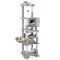 Produktbild von Costway Kratzbaum für Katzen mit Deckenspanner und Sisalpfosten in Grau 176cm