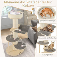 Produktbild von Costway Kratzbaum für Katzen mit Hängematte und Sisal-Kratzsäule 120cm