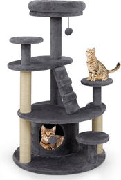 COSTWAY Kratzbaum für Katzen mit Höhle, Leiter und Ball aus Sisal – Bild 1 von 2