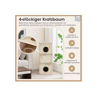 Produktbild von COSTWAY Kratzbaum für Katzen mit Katzenhaus, Kratzbrett und 3 Höhlen aus Plüsch in Grau