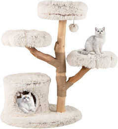 COSTWAY Kratzbaum für Katzen mit Katzenhöhle und Ball 102cm aus Holz – Bild 1 von 1