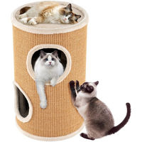 Produktbild von COSTWAY Kratzbaum für Katzen mit Katzenhöhle und Kratzbrett aus Sisal in Beige