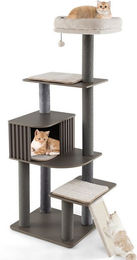 COSTWAY Kratzbaum für Katzen mit Katzenhöhle und Plattformen in Grau, 171 cm hoch – Bild 1 von 5
