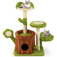 Produktbild von COSTWAY Kratzbaum für Katzen mit Katzenhöhle und Plattformen in Grün und Braun 55x40x92 cm