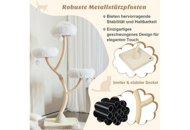 COSTWAY Kratzbaum für Katzen mit Metallgestell und Plüschbällen in Beige – Bild 1 von 3