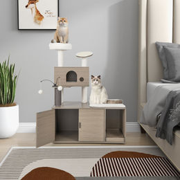 Costway Kratzbaum für Katzen mit Sisal und integrierter Katzentoilette – Bild 1 von 13