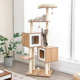 Costway Kratzbaum für Katzen mit Sisal und Katzenhöhlen in Beige 163cm – Bild 1 von 7
