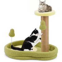 Produktbild von COSTWAY Kratzbaum in Avocado-Optik mit Katzenbett, Federspielzeug und Sisal-Kratzpfosten für Katzen