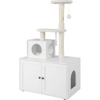 Produktbild von COSTWAY Kratzbaum Katzenhaus mit Möbel-Toilette aus Holz in Weiß 77,5 x 49 x 132 cm