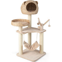 Produktbild von COSTWAY Kratzbaum mit Katzenhöhle Hängematte und Plüschbällen 121 cm für Katzen