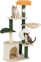 COSTWAY Kratzbaum mit Katzenhöhle und Hängematte in Blumenform für Katzen – Bild 1 von 1