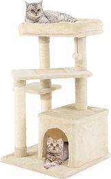 COSTWAY Kratzbaum mit Katzenhöhle und Sisalpfosten in Beige 85cm – Bild 1 von 1