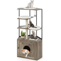 Produktbild von COSTWAY Kratzbaum mit Katzenklo Schrank aus Holz in Braun für erwachsene Katzen