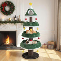 Produktbild von COSTWAY Kratzbaum Weihnachten Grün mit 3 Plattformen, 1 Höhle und 11 Bällen für Katzen