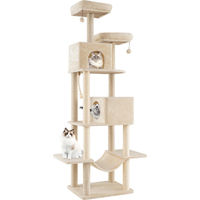 Produktbild von COSTWAY Kratzbaum XXL 205 cm mit 2 Höhlen, Hängematte und Sisal-Kratzpfosten in Beige
