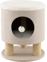 COSTWAY Kratzsäule mit Katzenhöhle aus Holz in Beige und Natur für erwachsene Katzen – Bild 1 von 5