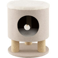Produktbild von COSTWAY Kratzsäule mit Katzenhöhle aus Holz in Beige und Natur für erwachsene Katzen