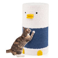 Produktbild von COSTWAY Kratztonne für Katzen in Blau mit Sisal-Kratzmatte und 2 Katzenhöhlen, Ø 35 cm, 66 cm hoch
