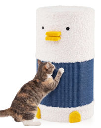 COSTWAY Kratztonne für Katzen mit Sisal-Kratzmatte, 2 Katzenhöhlen und Plüschrand in Blau, 66 cm hoch – Bild 1 von 1