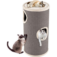 Produktbild von COSTWAY Kratztonne Grau 4-stöckiger Kratzbaum für Katzen mit 3 Katzenhöhlen und Sisal-Kratzbrett Ø 36x70cm