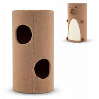 Produktbild von COSTWAY Kratztonne mit Sisal-Kratzmatte und 2 Katzenhöhlen in Braun, Katzenbett und Kratzbaum für Katzen bis 15 kg