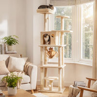 Produktbild von COSTWAY Mehrstöckiger Kratzbaum mit Sisalpfosten und Hängematte 168cm Katzenkletterturm mit Katzenhöhle und Spielbällen