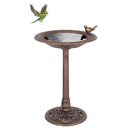 Costway Vogelfutterstation und Vogeltränke als Vogelfutterspender und Vogelbad aus Kunststoff in Bronze und Braun – Bild 1 von 9
