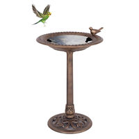 Produktbild von Costway Vogelfutterstation und Vogeltränke als Vogelfutterspender und Vogelbad aus Kunststoff in Bronze und Braun