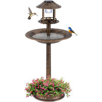 Produktbild von COSTWAY Vogelhaus aus Kunststoff mit Blumentopf und Ständer in Grün und Braun