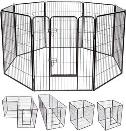 Produktbild von COSTWAY Welpenlaufstall aus Metall 8-teilig Schwarz 100x80cm