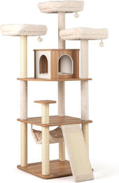 Produktbild von Costway XXL Kratzbaum aus Holz für Katzen in Beige mit Leiter 168cm