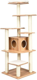 COSTWAY XXL Kratzbaum für Katzen in Braun mit Sisal-Matten und Höhle 175 x 86,5 x 86,5 cm – Bild 1 von 5