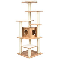 Produktbild von COSTWAY XXL Kratzbaum für Katzen in Braun mit Sisal-Matten und Höhle 175 x 86,5 x 86,5 cm