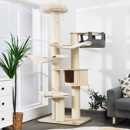 Costway XXL Kratzbaum für Katzen mit Katzenhöhle und Hängematte 197cm aus Sisal – Bild 1 von 4
