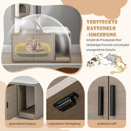 Costway XXL Kratzbaum für Katzen mit Rampe, Bällen und integrierter Katzenklo-Möbel-Toilette, 173 cm, Sisal – Bild 1 von 5