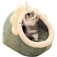 Produktbild von CosyHome Katzenkissen aus Baumwolle in Grün mit rutschfestem Boden und abnehmbarem Kissen