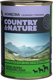 Produktbild von COUNTRY&NATURE Getreidefreies Monoprotein Hundefutter Lamm Stückchen in Sauce Adult 400 g