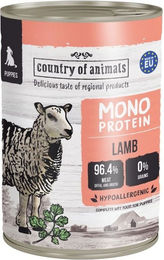 Produktbild von COUNTRY OF ANIMALS Hund Nassfutter Monoprotein Lamm für Welpen Stückchen in Sauce 400g