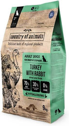Produktbild von COUNTRY OF ANIMALS Hundetrockenfutter Pute und Kaninchen für adulte Hunde 9 kg