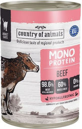 Produktbild von COUNTRY OF ANIMALS Katzen Nassfutter Rind Monoprotein Stückchen in Soße für adulte Katzen 400g