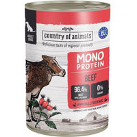 Produktbild von COUNTRY OF ANIMALS Monoprotein Rind Nassfutter für adulte Hunde Sensitive Stückchen in Soße 400g