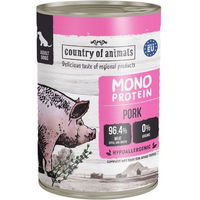 Produktbild von COUNTRY OF ANIMALS Monoprotein Schweinefleisch Nassfutter für adulte Hunde Sensitive Stückchen in Soße 400g