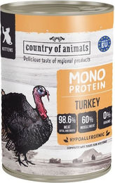 Produktbild von COUNTRY OF ANIMALS Monoprotein Truthahn Nassfutter für Kätzchen Stückchen in Sauce 400g