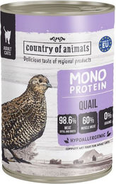 Produktbild von COUNTRY OF ANIMALS Monoprotein Wachtel Nassfutter für adulte Katzen Stückchen in Sauce 400g