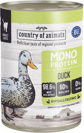 Produktbild von COUNTRY OF ANIMALS Nassfutter Ente Monoprotein Stückchen in Sauce für adulte Katzen 400g